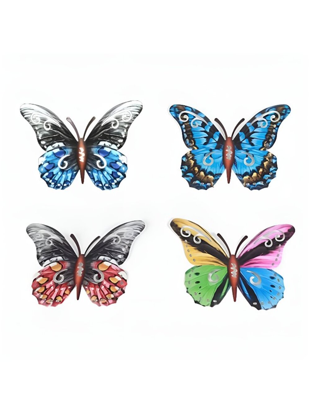 Metal Butterfly Wall Decor Outdoor, Colorful Garden Wall Sculptures ,4 Pack